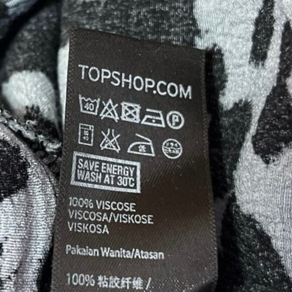 Topshop Black Blue Sleeveless Animal Leopard Print High Neck Blouse Tank Top 6 - Picture 4 of 4